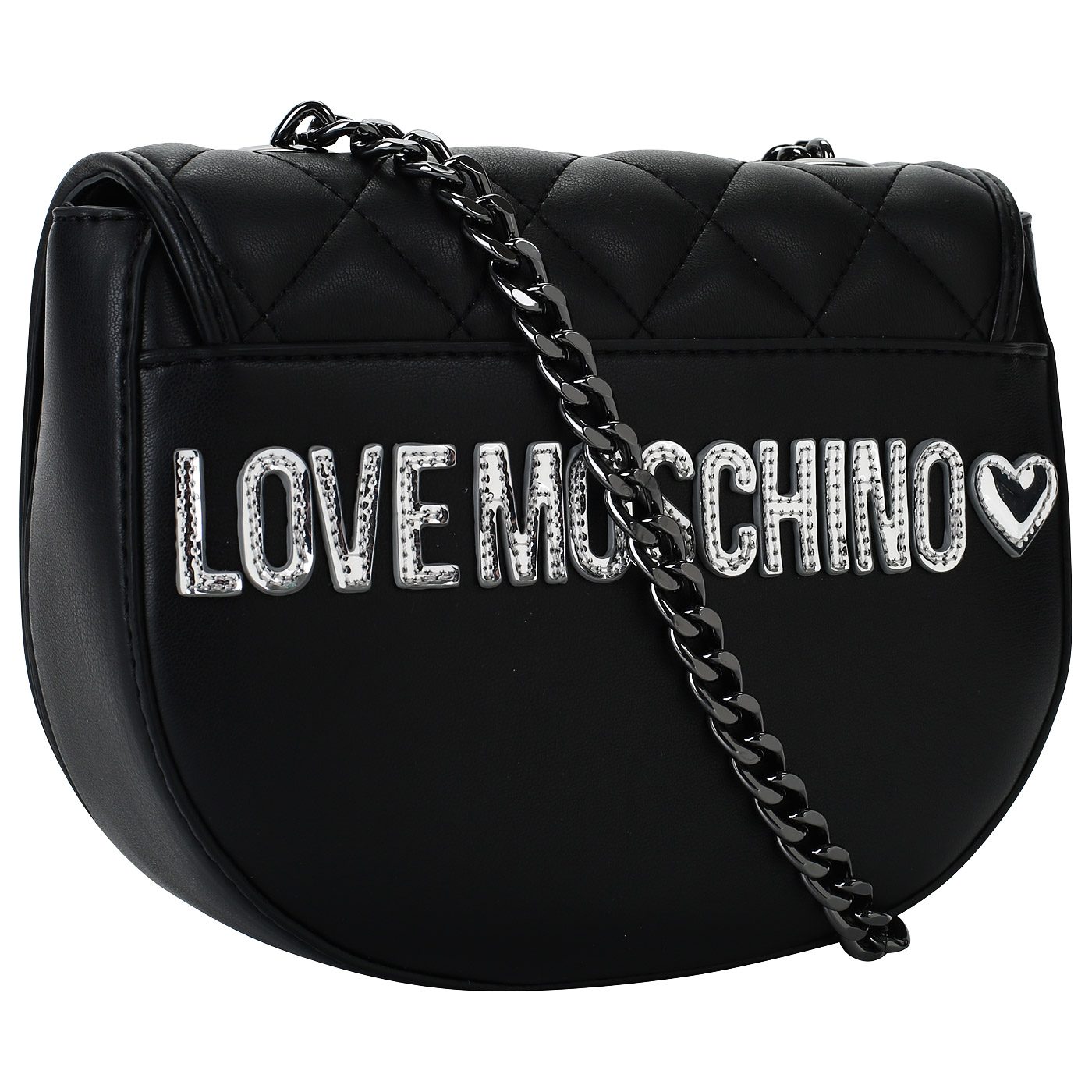 Черная сумочка-седло Love Moschino Quilted Metallic