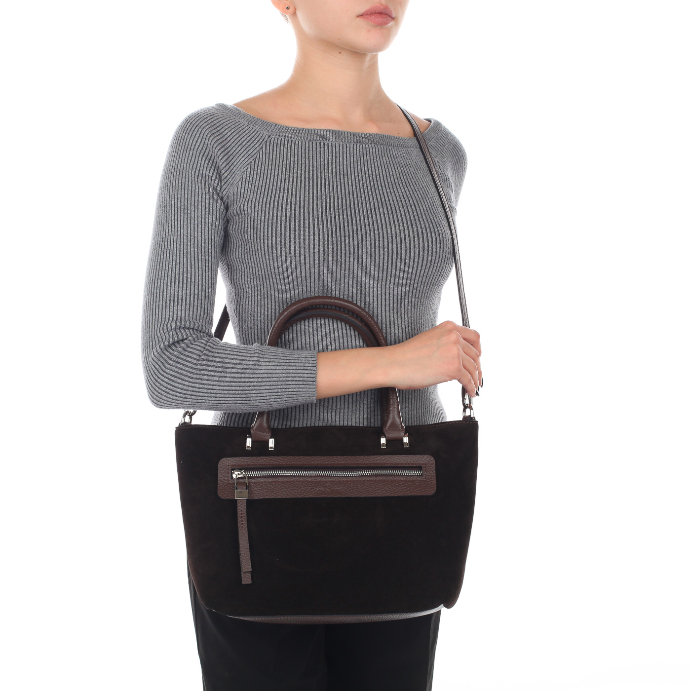 Коричневая женская сумка со съемным плечевым ремешком Chatte 
