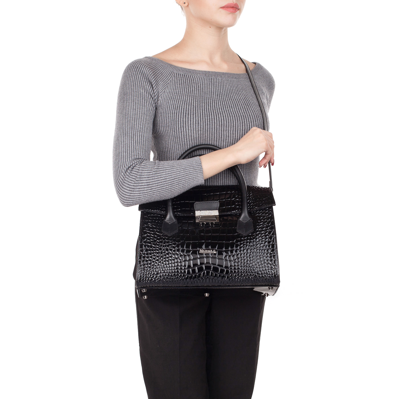 Женская сумка с отделкой под крокодиловую кожу Marina Creazioni 