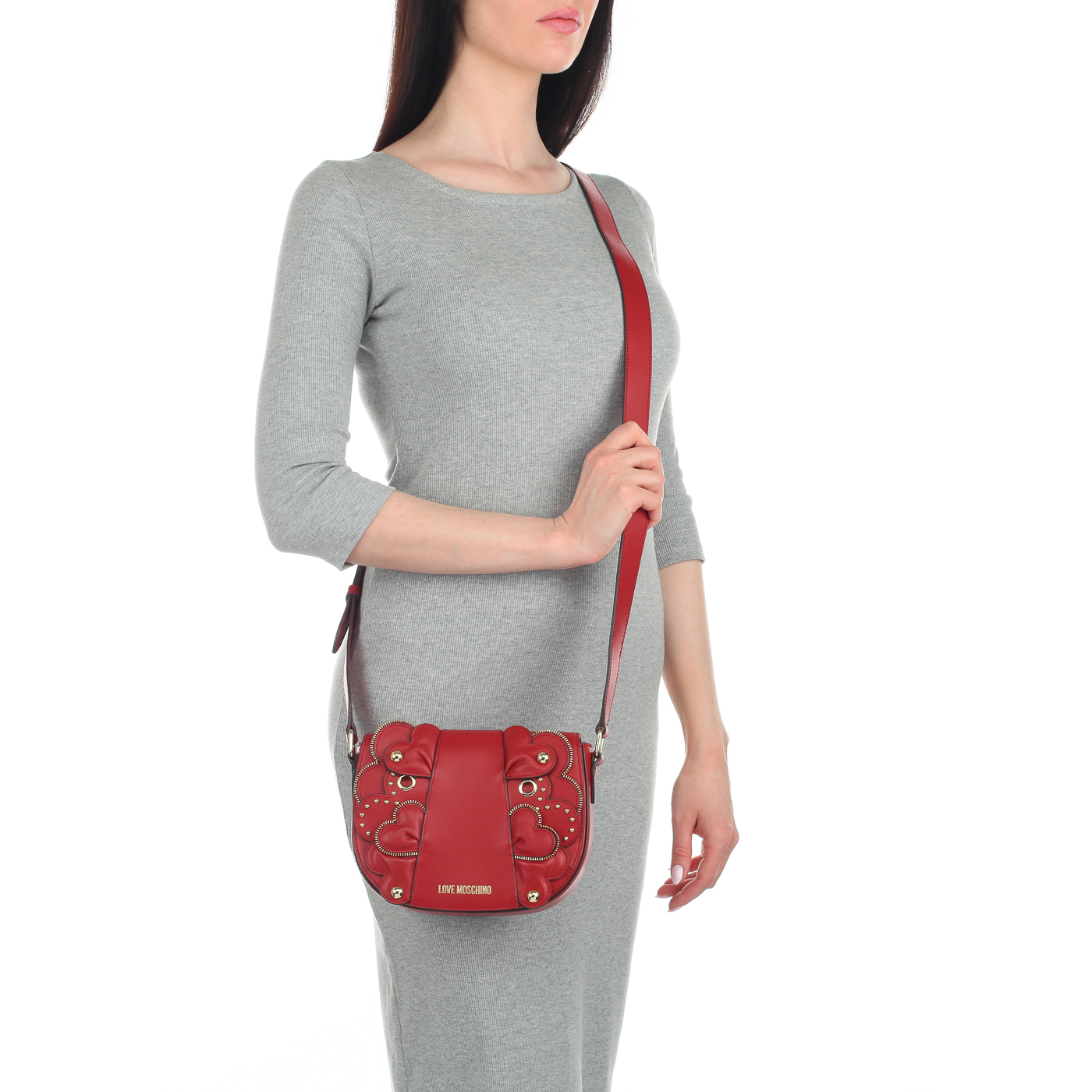 Женская сумочка с декором Love Moschino Heart Rouge