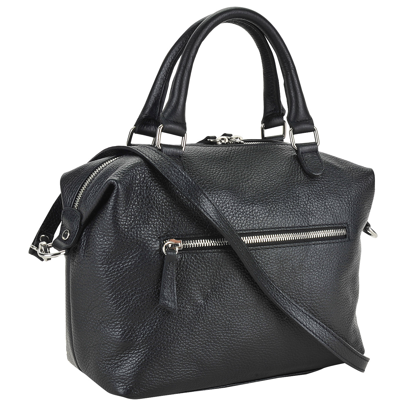 Женская кожаная сумка с короткими ручками и серебряными клепками Marina Creazioni 