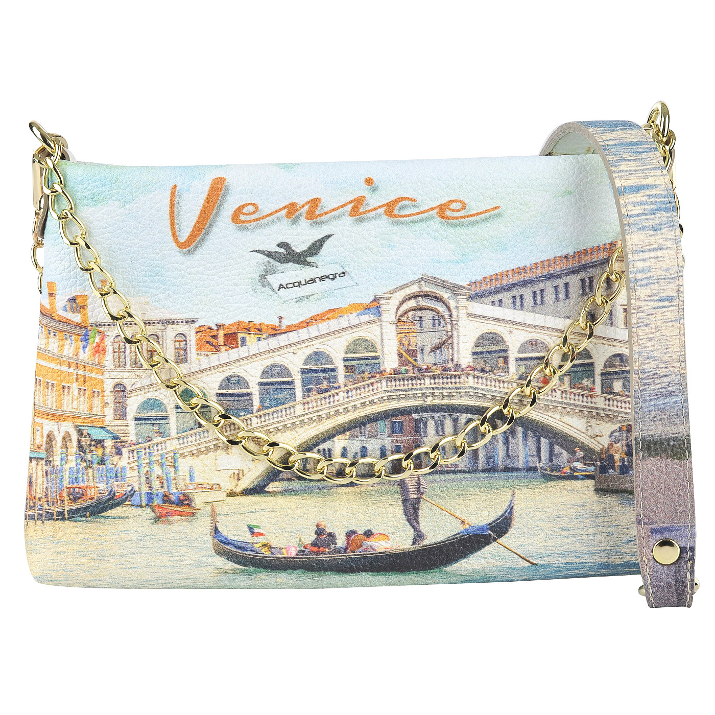 Женская кожаная сумка с принтом Acquanegra Venice
