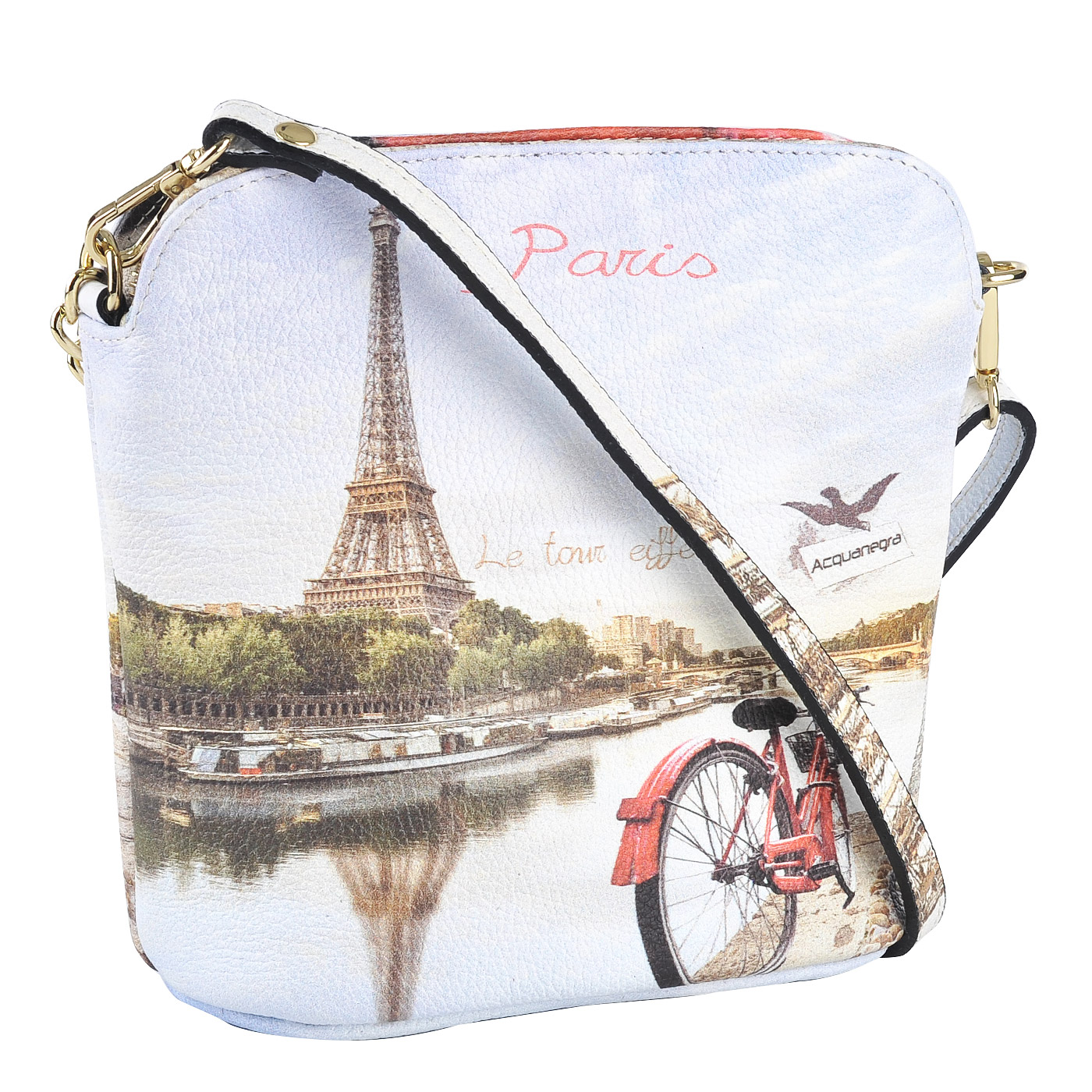 Женская кожаная сумка с принтом Acquanegra Paris
