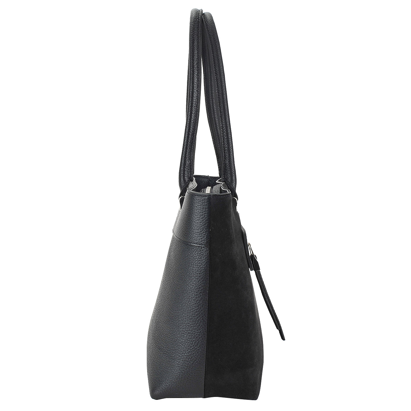Черная женская сумка из натуральной кожи и замши Chatte 
