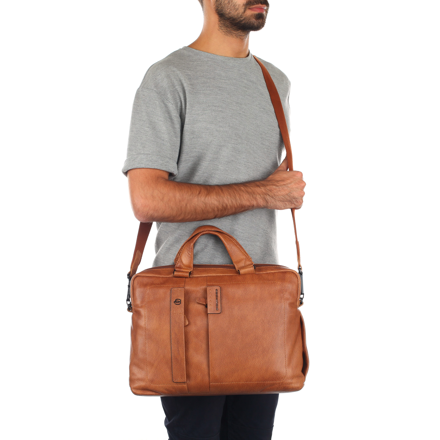 Мужская деловая сумка из натуральной кожи Piquadro Plus