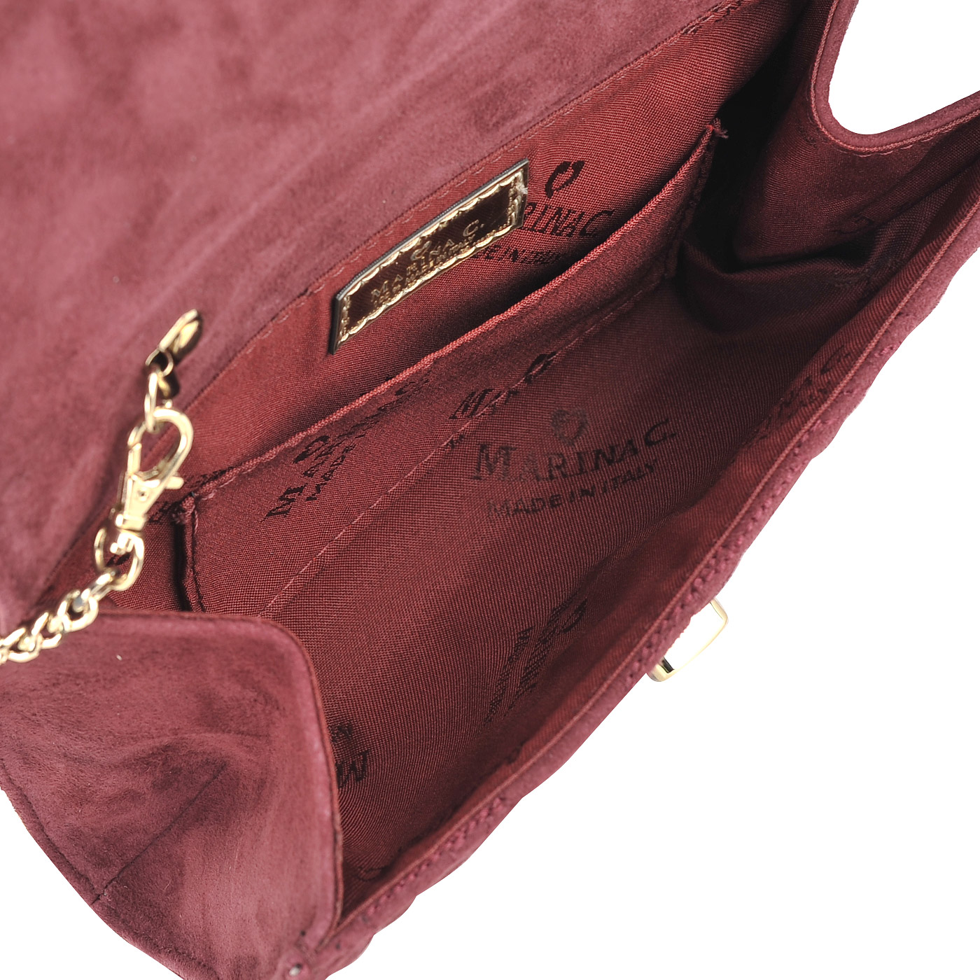 Маленькая замшевая стеганная сумка со съемным ремешком Marina Creazioni 