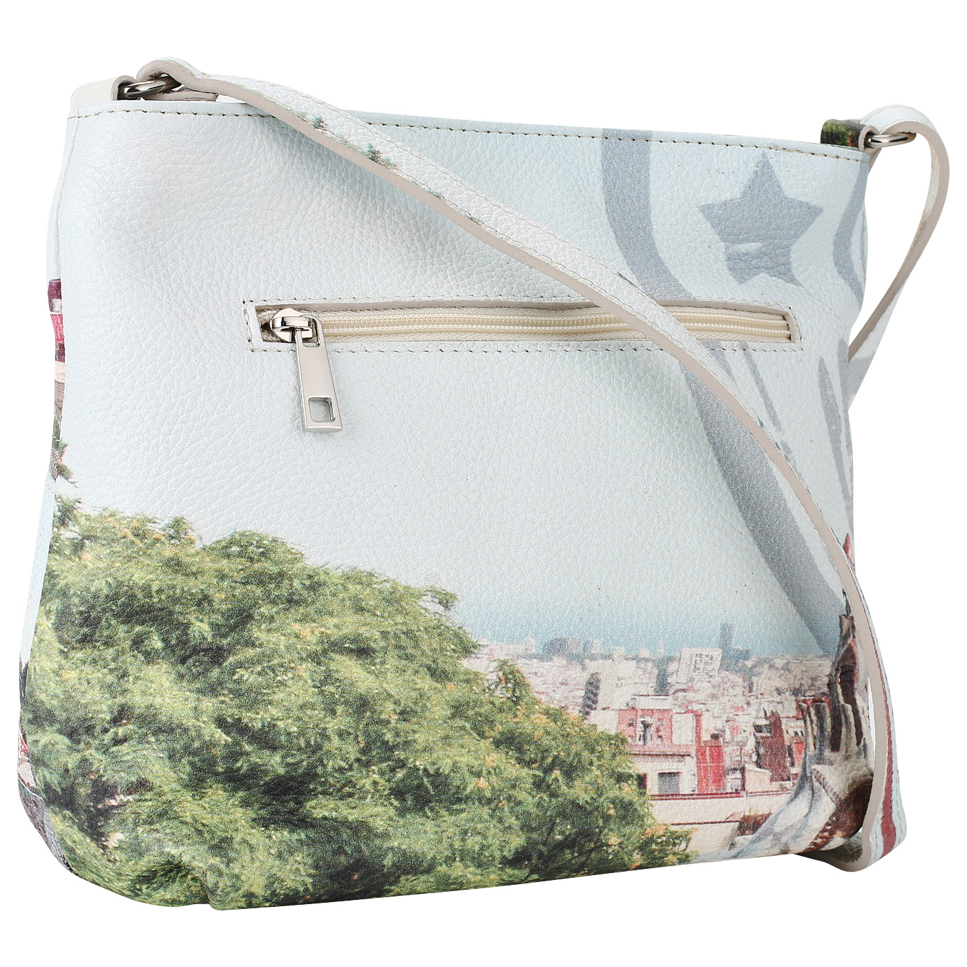 Женская сумка из мягкой натуральной кожи с принтом Acquanegra Barcelona