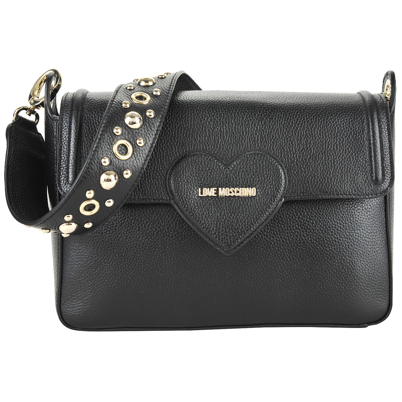 Love Moschino Черная сумка с откидным клапаном и логотипом бренда