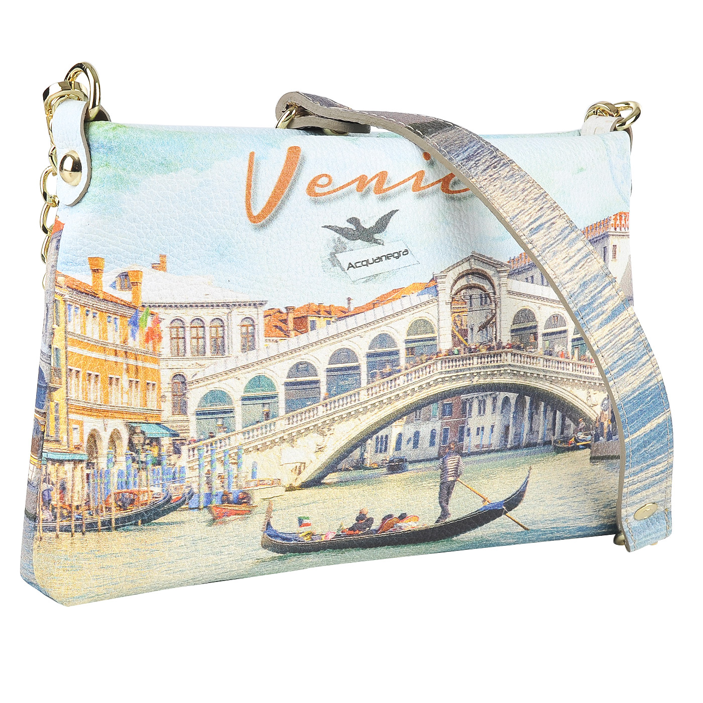 Женская кожаная сумка с принтом Acquanegra Venice