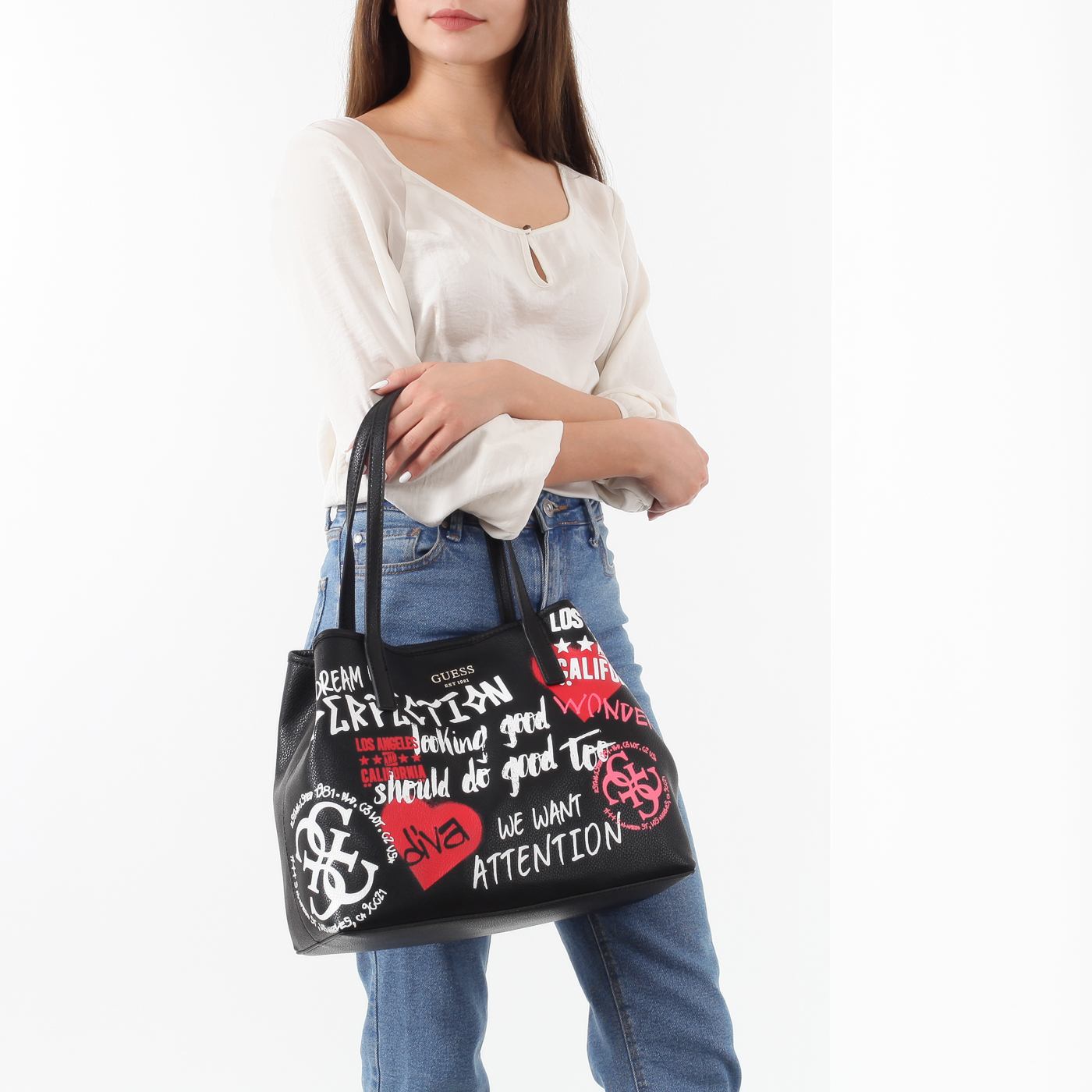Сумка-шоппер с принтом Guess Vikky