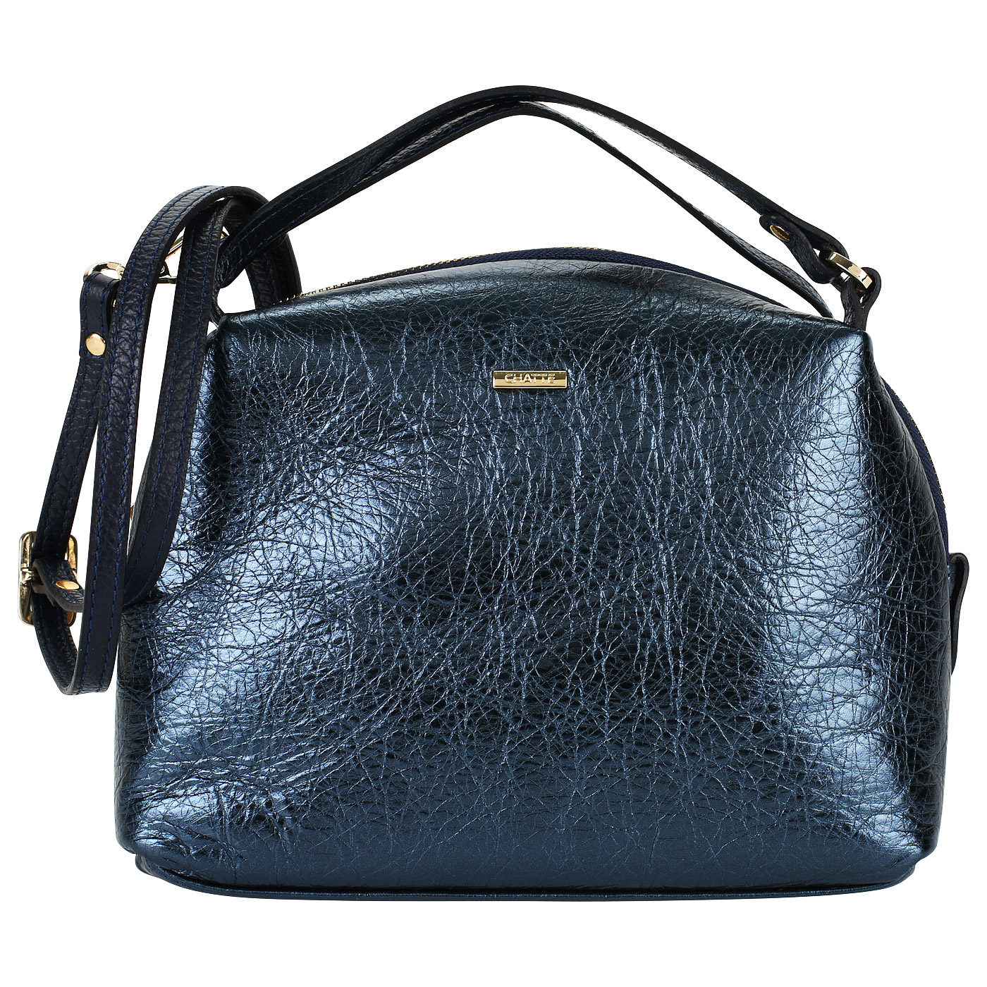 Chatte Синяя кожаная сумочка с плечевым ремешком