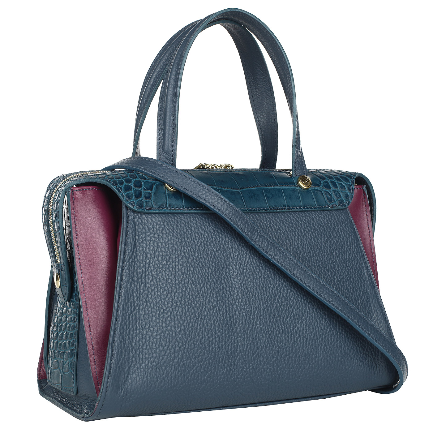Женская сумка из комбинированной кожи с плечевым ремешком Gilda Tonelli Adria Tres Brun