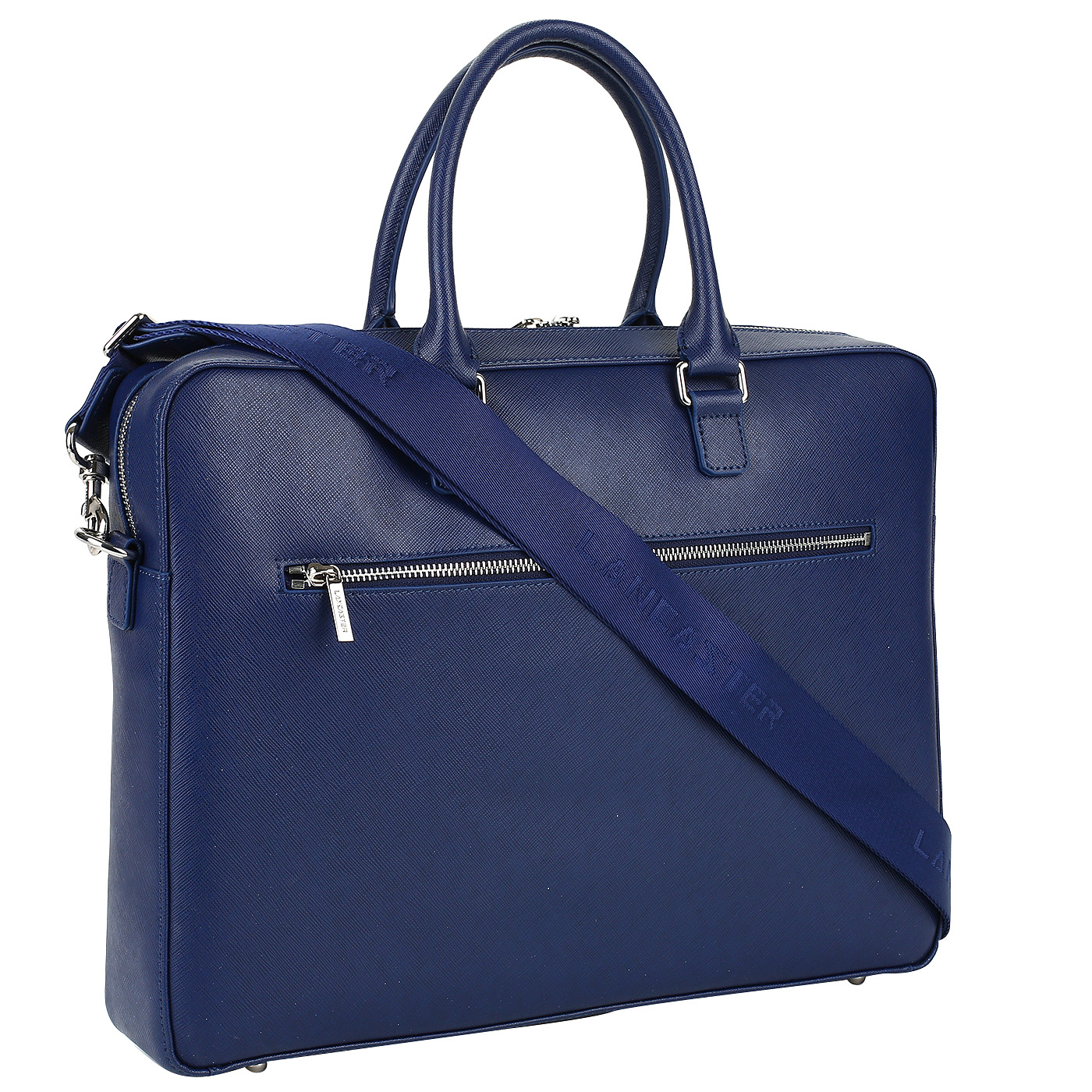 Мужская деловая сумка из синего сафьяна Lancaster Mathias