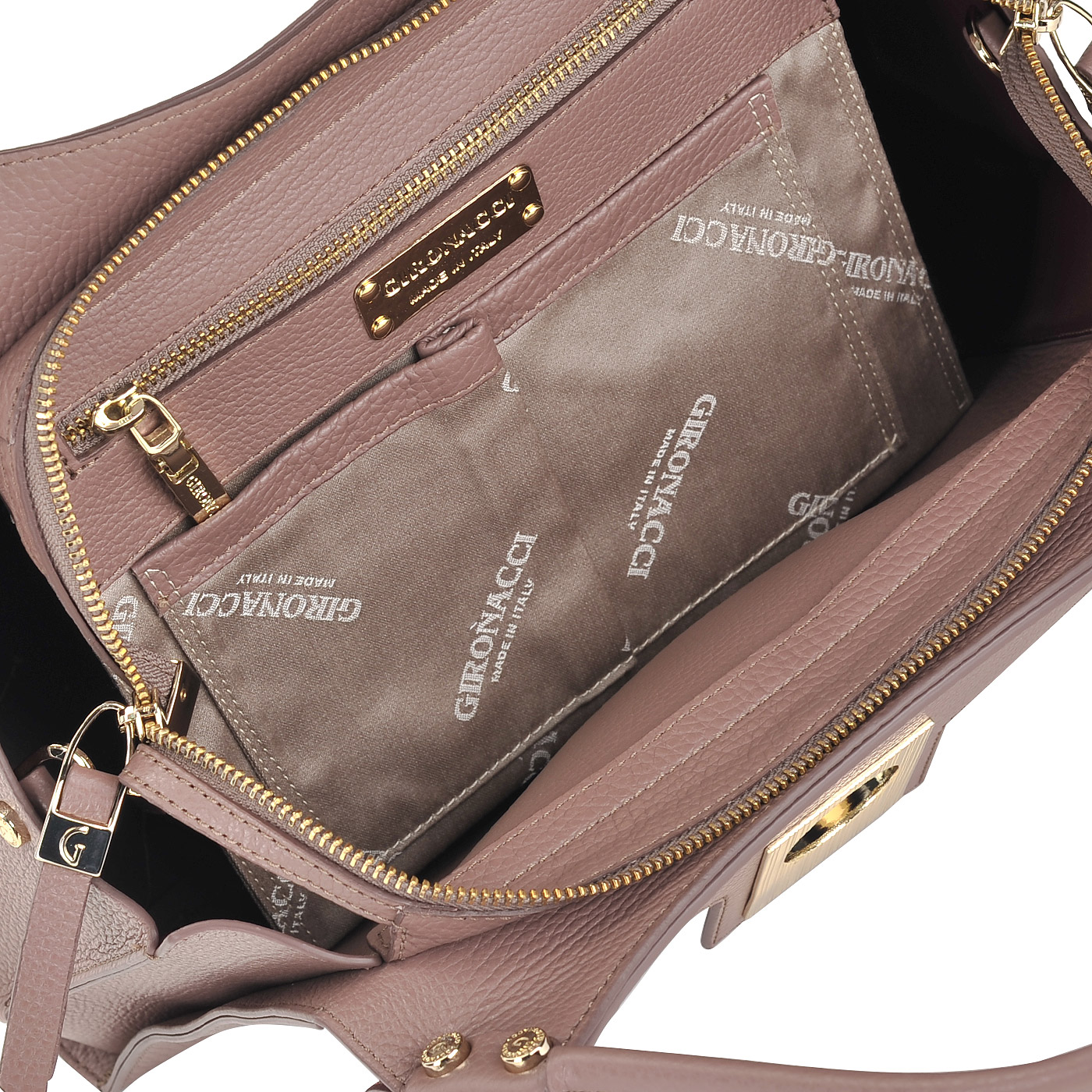 Вместительная кожаная сумка со съемным плечевым ремешком Gironacci 