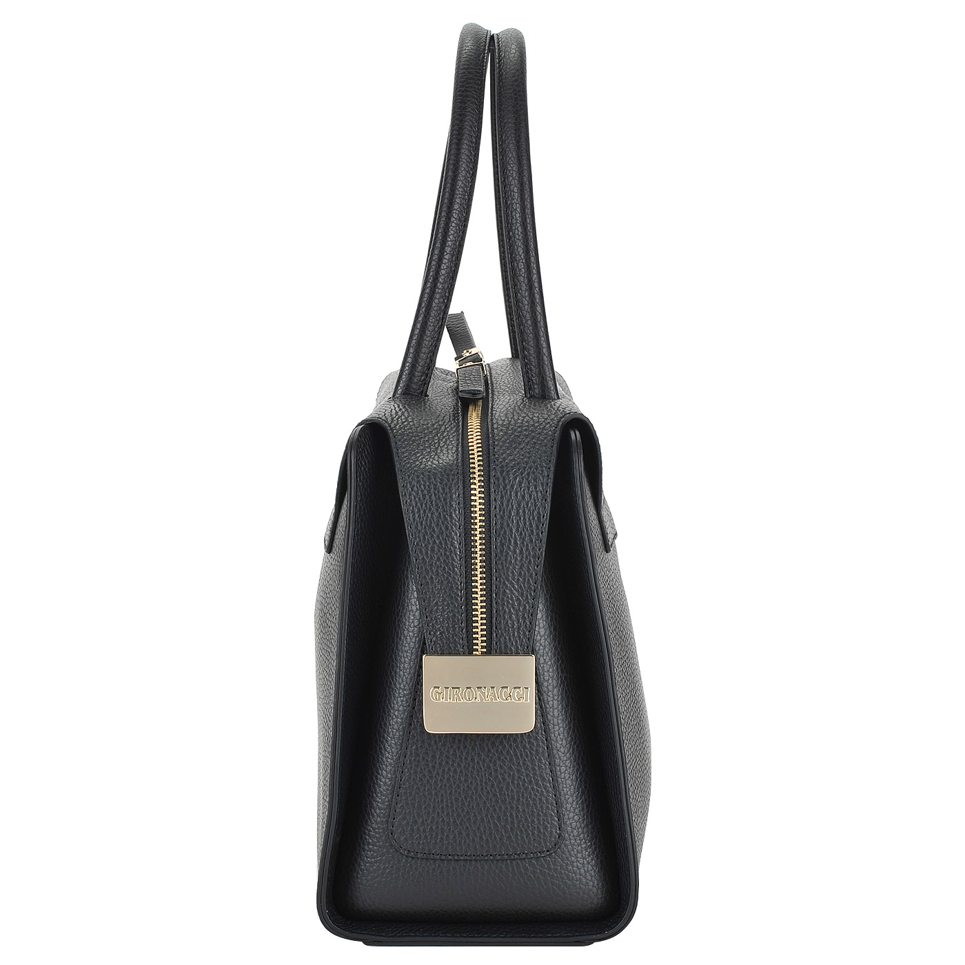 Вместительная кожаная сумка черного цвета Gironacci 