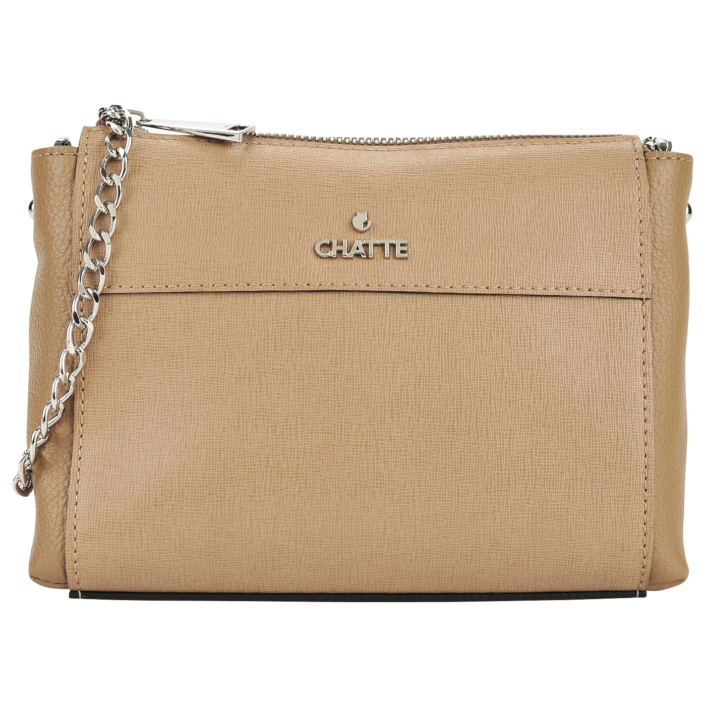 Женская кожаная сумочка на цепочке через плечо и две косметички в комплекте Chatte 