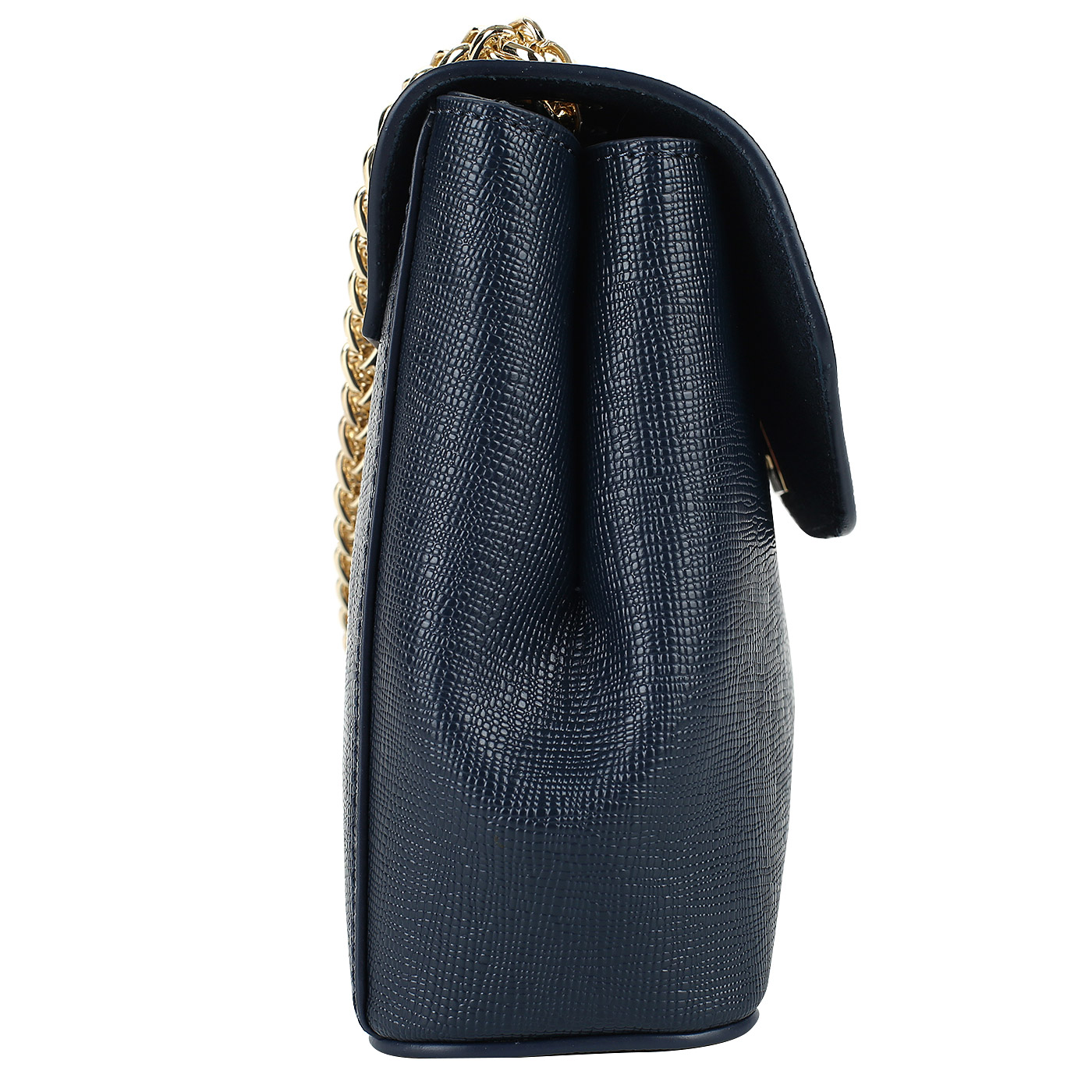 Синяя сафьяновая сумочка с откидным клапаном Cromia Mina