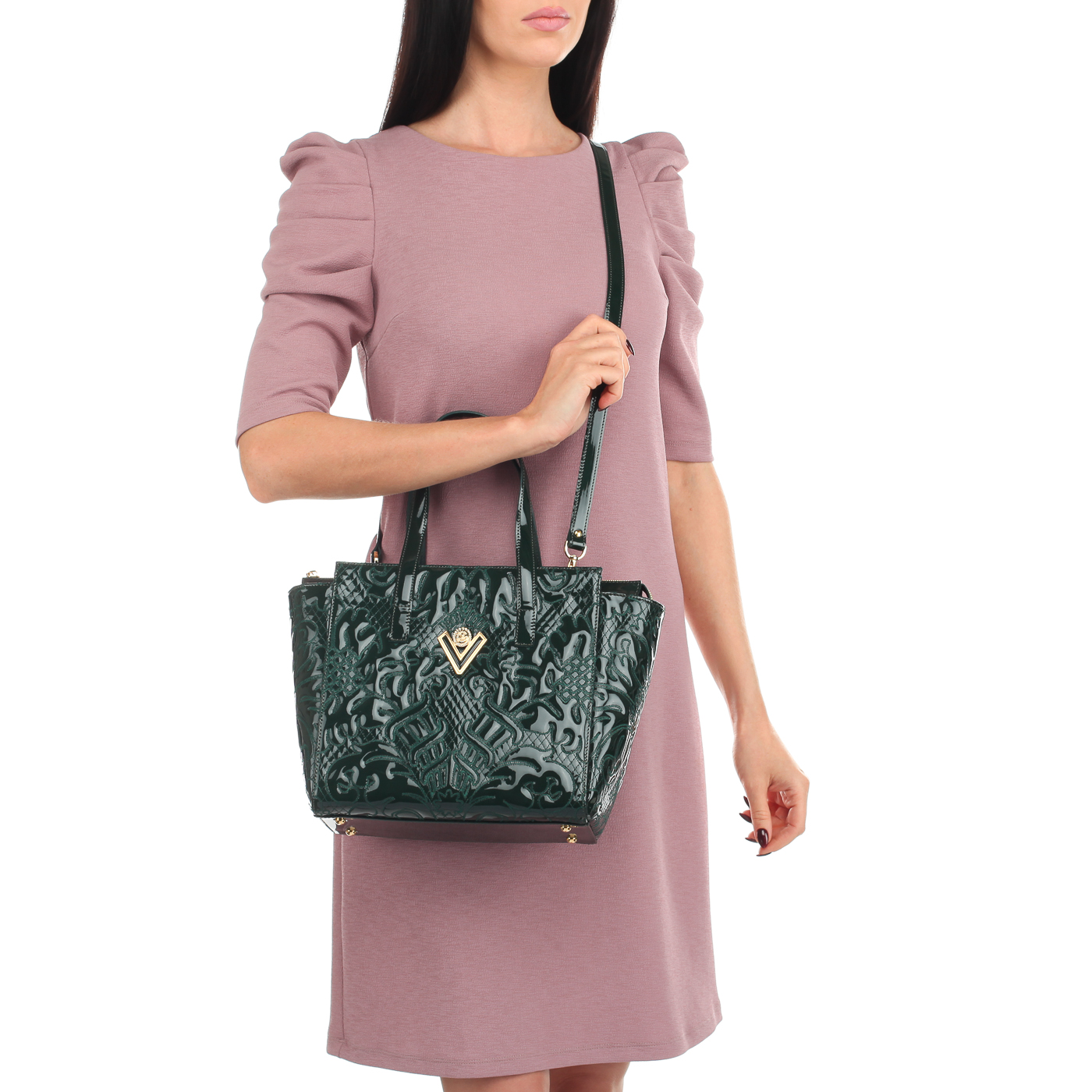 Кожаная сумка с вышивкой Valentino Orlandi Soraya