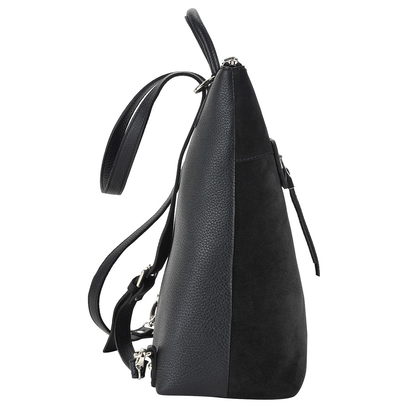 Черный женский рюкзак из натуральной кожи и замши Chatte 